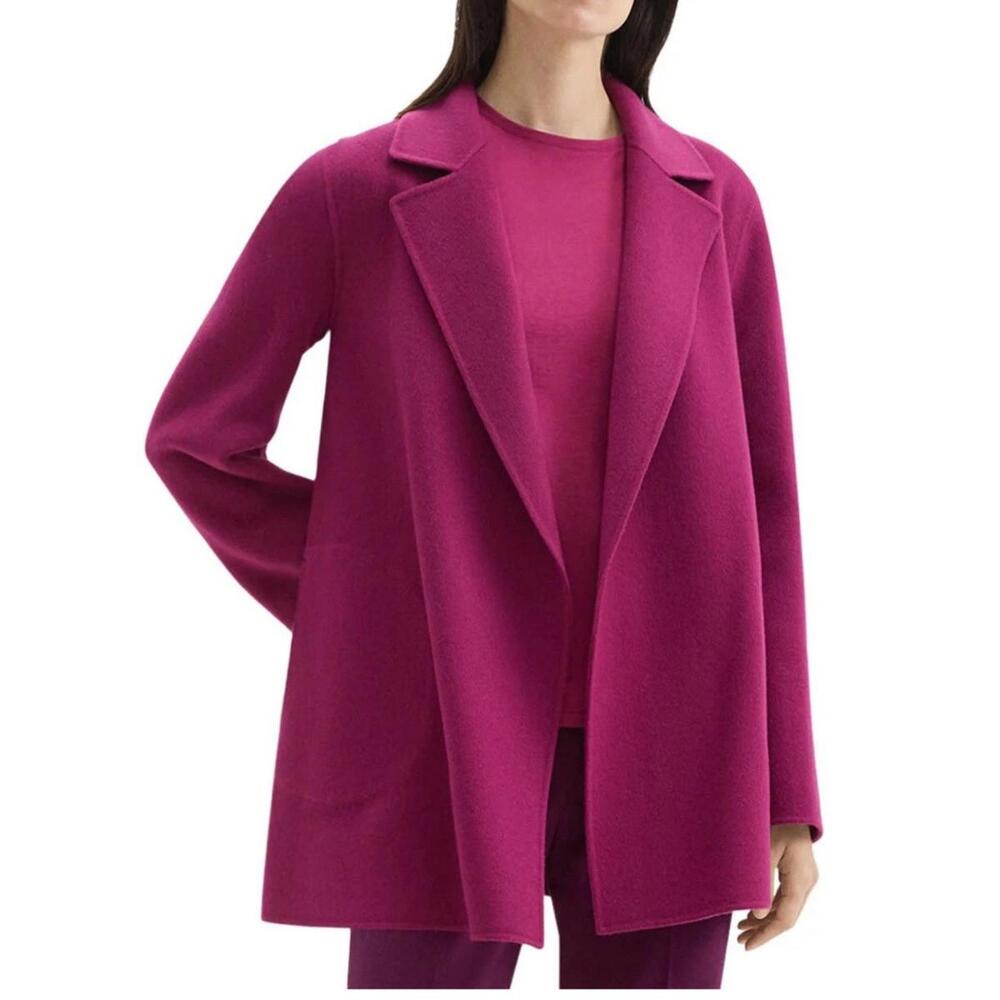 Theory Magenta Red Sileena New Divide Wool & Cashmere-Blend Jacket XP